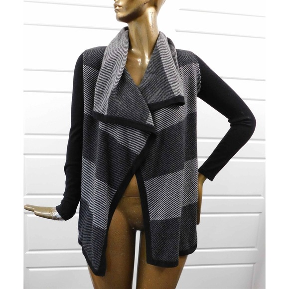 Cashmere by Bloomingdale's 100% Cashmere Black Gray Open Cardigan sz S - Picture 1 of 5